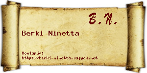 Berki Ninetta névjegykártya